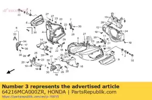 Honda 64216MCA000ZR capuz, fr. centro * nha27m - Lado inferior