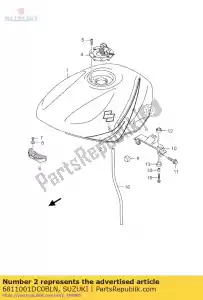 suzuki 6811001DC0BLN juego de cintas, combustible t - Lado inferior