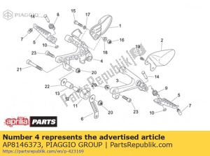 aprilia AP8146373 suporte do apoio para os pés dianteiro direito - Parte inferior