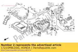 Ici, vous pouvez commander le élément comp., filtre à air auprès de Honda , avec le numéro de pièce 17210MBLD00: