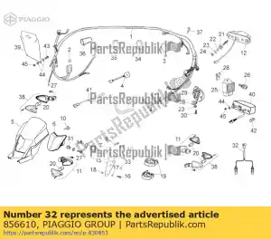 Piaggio Group 856610 town lights switch wiring - Bottom side