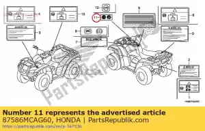 honda 87586MCAG60 étiquette, carburant - La partie au fond