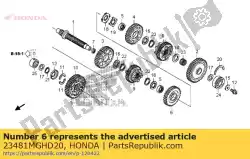 Here you can order the gear, countershaft fourth from Honda, with part number 23481MGHD20: