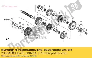 Honda 23481MGHD20 gear, countershaft fourth - Bottom side