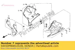 Qui puoi ordinare set cappuccio, l. Inferiore (wl) * tipo2 * (tipo2) da Honda , con numero parte 64450MBWD20ZB: