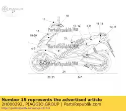 Aquí puede pedir etiqueta de carenado trasero derecho de Piaggio Group , con el número de pieza 2H000292: