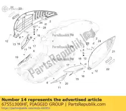 Tutaj możesz zamówić tylny zacisk prawego spojlera od Piaggio Group , z numerem części 67551300HF: