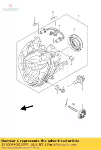 suzuki 3510044G01999 conjunto de farol - Lado inferior