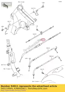 Kawasaki 540110069 cable-clutch - Bottom side