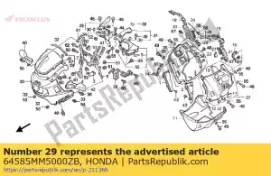 Honda 64585MM5000ZB cubierta r capucha superior - Lado inferior