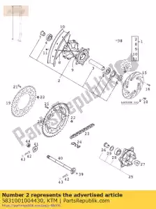 ktm 5831001004430 achterwielnaaf gedempt zwart - Onderkant