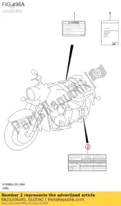 suzuki 6833206J40 etiqueta, pressão de ar - Lado inferior