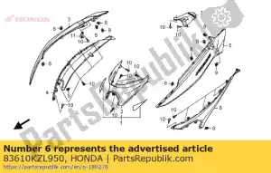 honda 83610KZL950 couverture, l. corps plus bas - La partie au fond