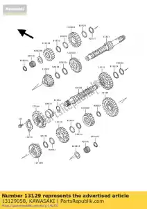 Kawasaki 13129058 low gear,output shaft - Bottom side