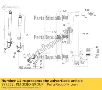 897332, Piaggio Group, preload tube aprilia  dorsoduro zd4sm000, zd4sma00, zd4smc00, zd4smc01 zd4tv000, zd4tv001, zd4tva00, zd4tva01, zd4tvc00,  750 1200 2008 2009 2010 2011 2012 2013 2015 2016, New