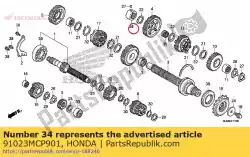 Here you can order the bearing, needle, 22mm from Honda, with part number 91023MCP901: