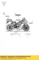 T2300898, Triumph, decal tail triumph daytona 675 from vin 381275 daytona 675 vin 381275 to vin 564947 675 2006 2007 2008 2009 2010 2011 2012, New