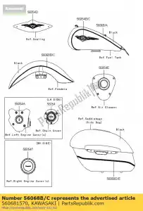 Kawasaki 560681570 patrón, guardabarros fr, rh - Lado inferior