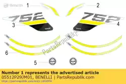 Aquí puede pedir adhesivo inferior derecho del carenado de Benelli , con el número de pieza 05512P29JM01: