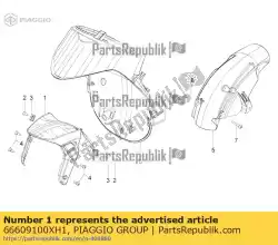 voorspatbord van Piaggio Group, met onderdeel nummer 66609100XH1, bestel je hier online: