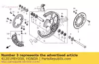 41201MEY000, Honda, pignone, trasmissione finale (51t) honda cr crf 125 250 450 500 1985 1987 1988 1989 1990 1991 1992 1993 1994 1995 1996 1997 1998 1999 2000 2001 2002 2003 2004 2005 2006 2007 2008 2009 2011 2012 2013, Nuovo