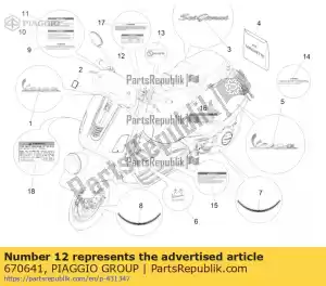 Piaggio Group 670641 etichetta della pressione dei pneumatici - Il fondo