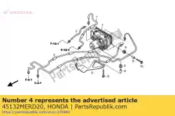 Ici, vous pouvez commander le pipe b, fr. Frein auprès de Honda , avec le numéro de pièce 45132MERD20: