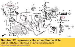 Ici, vous pouvez commander le vis, pivot du levier de stationnement auprès de Honda , avec le numéro de pièce 90115HR6A60: