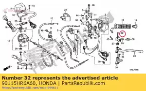 honda 90115HR6A60 parafuso, pivô da alavanca de estacionamento - Lado inferior