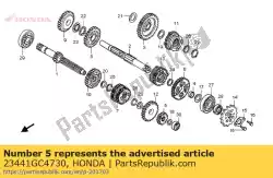 Aqui você pode pedir o engrenagem, segundo eixo principal (18t) em Honda , com o número da peça 23441GC4730: