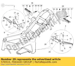 Ici, vous pouvez commander le passager repose-pieds auprès de Piaggio Group , avec le numéro de pièce 576910: