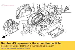 Ici, vous pouvez commander le ressort, couvercle de sacoche sto auprès de Honda , avec le numéro de pièce 81333MN5000: