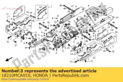 Ici, vous pouvez commander le protecteur assy., l. Silencieux auprès de Honda , avec le numéro de pièce 18210MCA010: