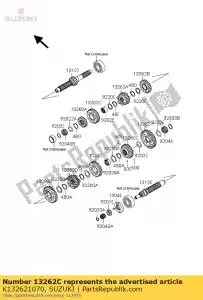 suzuki K132621070 gear,input 5th, - Bottom side