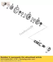 56533006300, KTM, Hoofdas 4e versnelling 20 t 4m3 ktm e egs exc mxc rxc super sx 350 400 440 550 620 1994 1995 1996, Nieuw