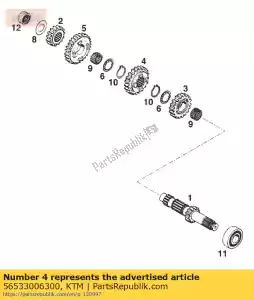 ktm 56533006300 4ª marcha eixo principal 20 t 4m3 - Lado inferior