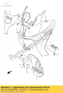 Suzuki 4811110G00YBA shield,leg fron - Bottom side