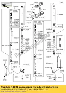 Kawasaki 440260146 garfo dianteiro da mola, k = 4.7n - Lado inferior