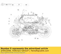 2H002998, Piaggio Group, sticker kenteken voor romp aprilia tuono v4 1100 rr (apac) zd4kg000 zd4kgu 1100 2019 2020, Nieuw