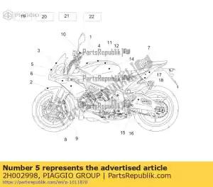 Piaggio Group 2H002998 adesivo placa de matrícula casco dianteiro - Lado inferior