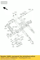 330011307CE, Kawasaki, Arm-comp-swing, argento kx60-b5 kawasaki kx 60 1988 1989 1990 1991 1992 1993 2003, Nuovo