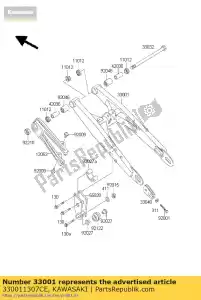 kawasaki 330011307CE arm-comp-swing,silver kx60-b5 - Bottom side