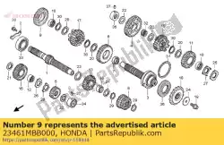 Here you can order the gear, countershaft third (30t) from Honda, with part number 23461MBB000: