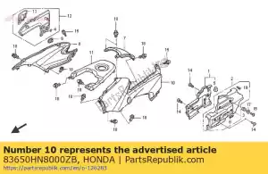 Honda 83650HN8000ZB cubierta de montaje., l. lado del tanque - Lado inferior