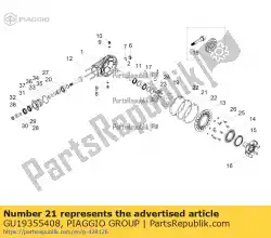 Aquí puede pedir espaciador 1,2 mm de Piaggio Group , con el número de pieza GU19355408: