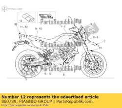 Aprilia 860729, Sticker linker achterkuip, OEM: Aprilia 860729