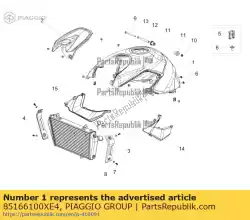 Ici, vous pouvez commander le couvercle de réservoir de carburant, gris auprès de Piaggio Group , avec le numéro de pièce 85166100XE4: