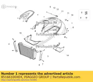 Piaggio Group 85166100XE4 couvercle de réservoir de carburant, gris - La partie au fond