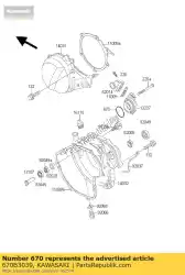 Ici, vous pouvez commander le joint torique, 39 mm kx80-e1 auprès de Kawasaki , avec le numéro de pièce 670B3039: