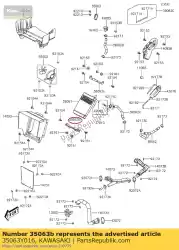 Here you can order the stay,radiator,lwr kvf300ccf from Kawasaki, with part number 35063Y016: